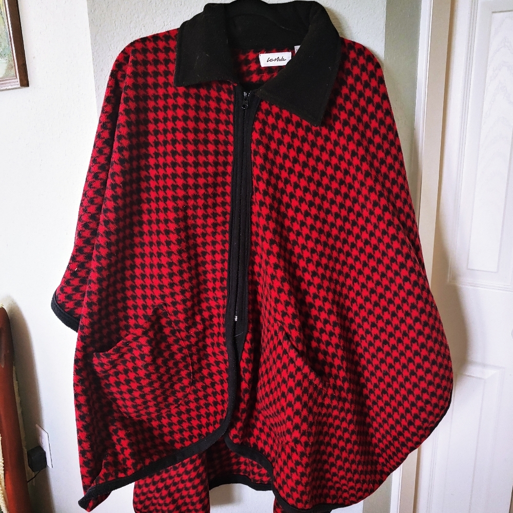 Zip up plaid poncho